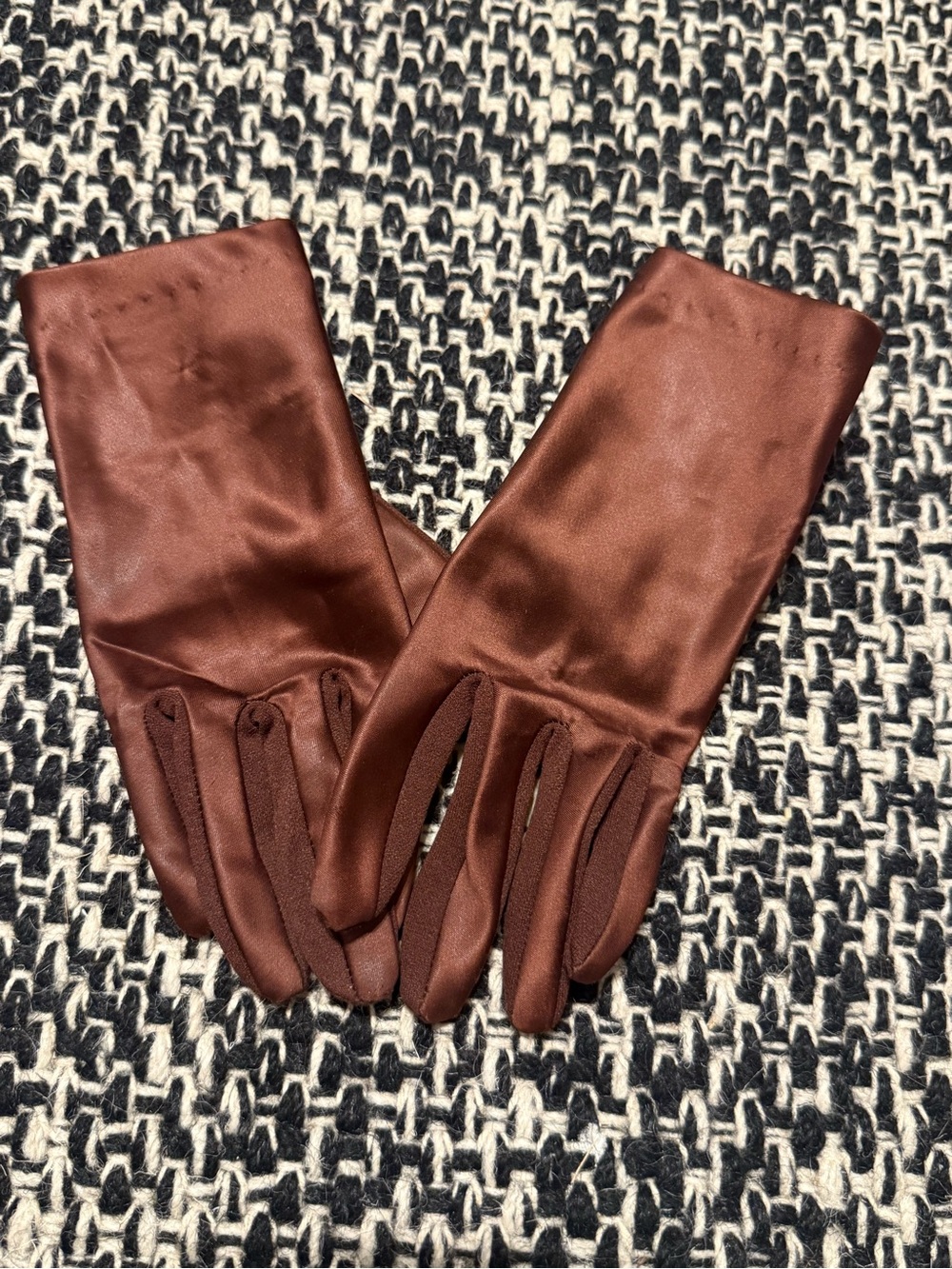 Classic Brown Satin Women's Gloves